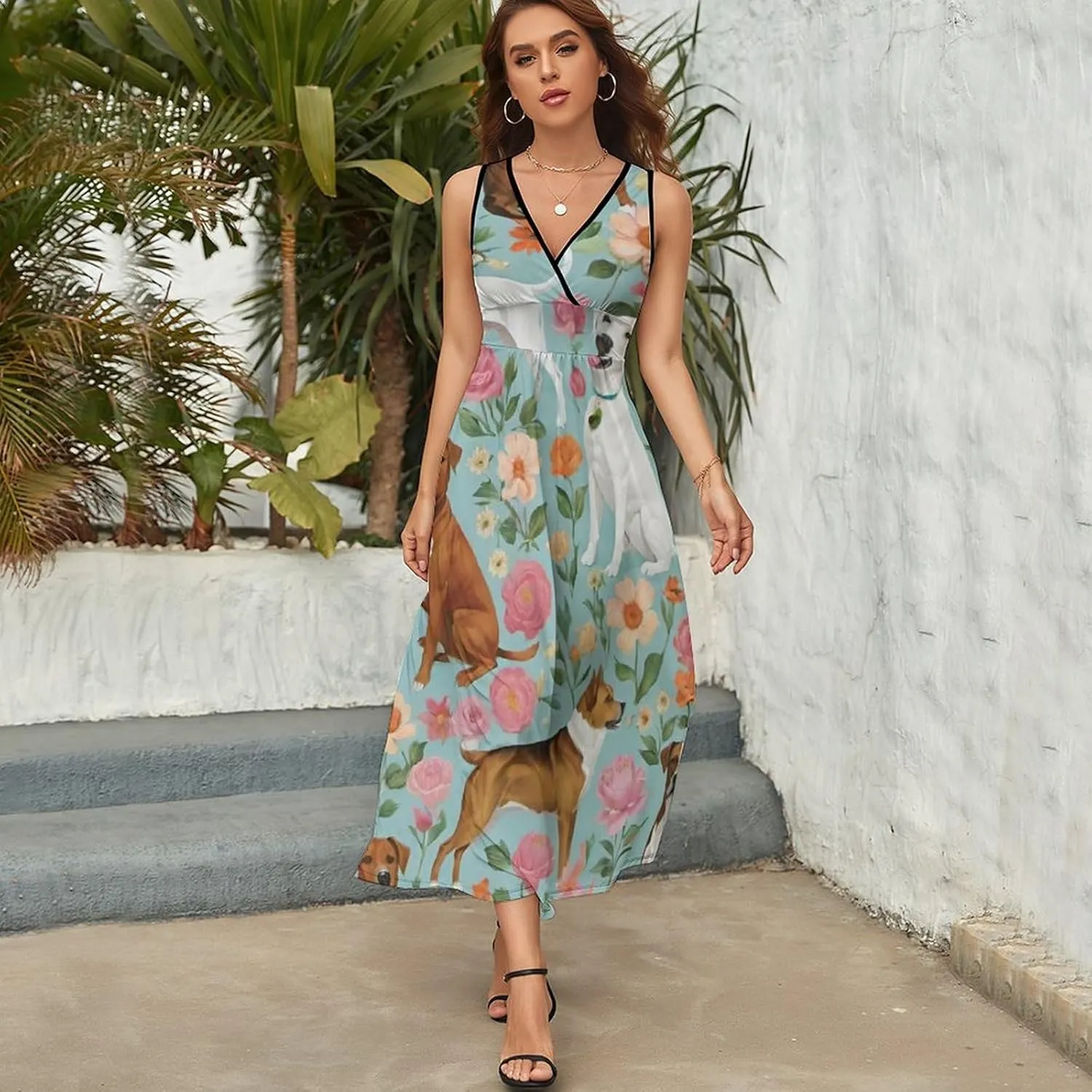 Women Ladies Sleeveless Midi Tank Dress for Party Holiday Beach