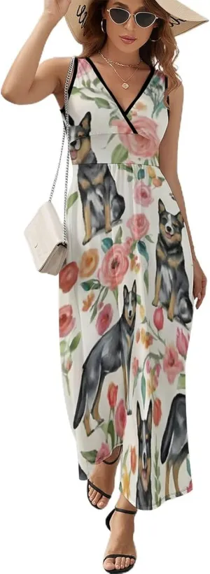 Women Ladies Sleeveless Midi Tank Dress for Party Holiday Beach