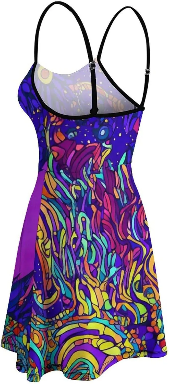 Women Ladies Sleeveless Midi Tank Dress for Vacation Party Wedding
