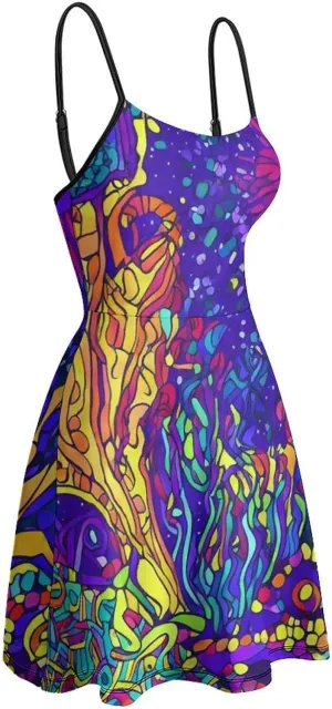 Women Ladies Sleeveless Midi Tank Dress for Vacation Party Wedding