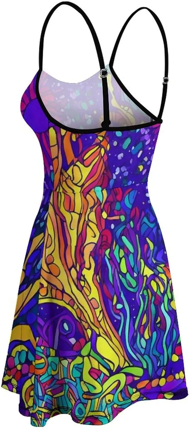 Women Ladies Sleeveless Midi Tank Dress for Vacation Party Wedding