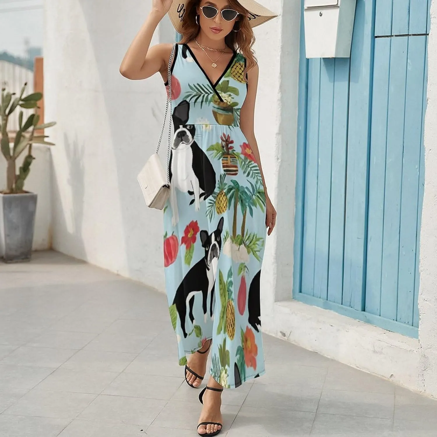 Women Ladies Sleeveless Midi Tank Dress for Vacation Party Wedding