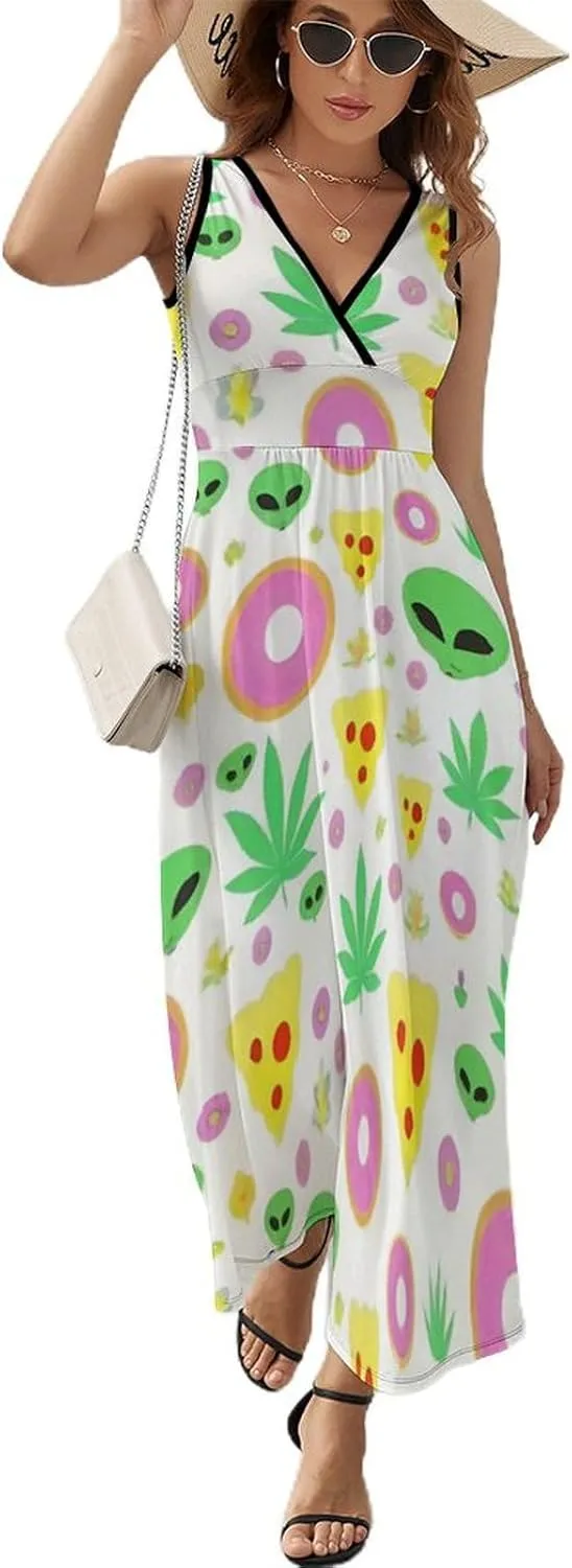 Women Ladies Summer 2025 Flowy Long Dress for Party Beach Date