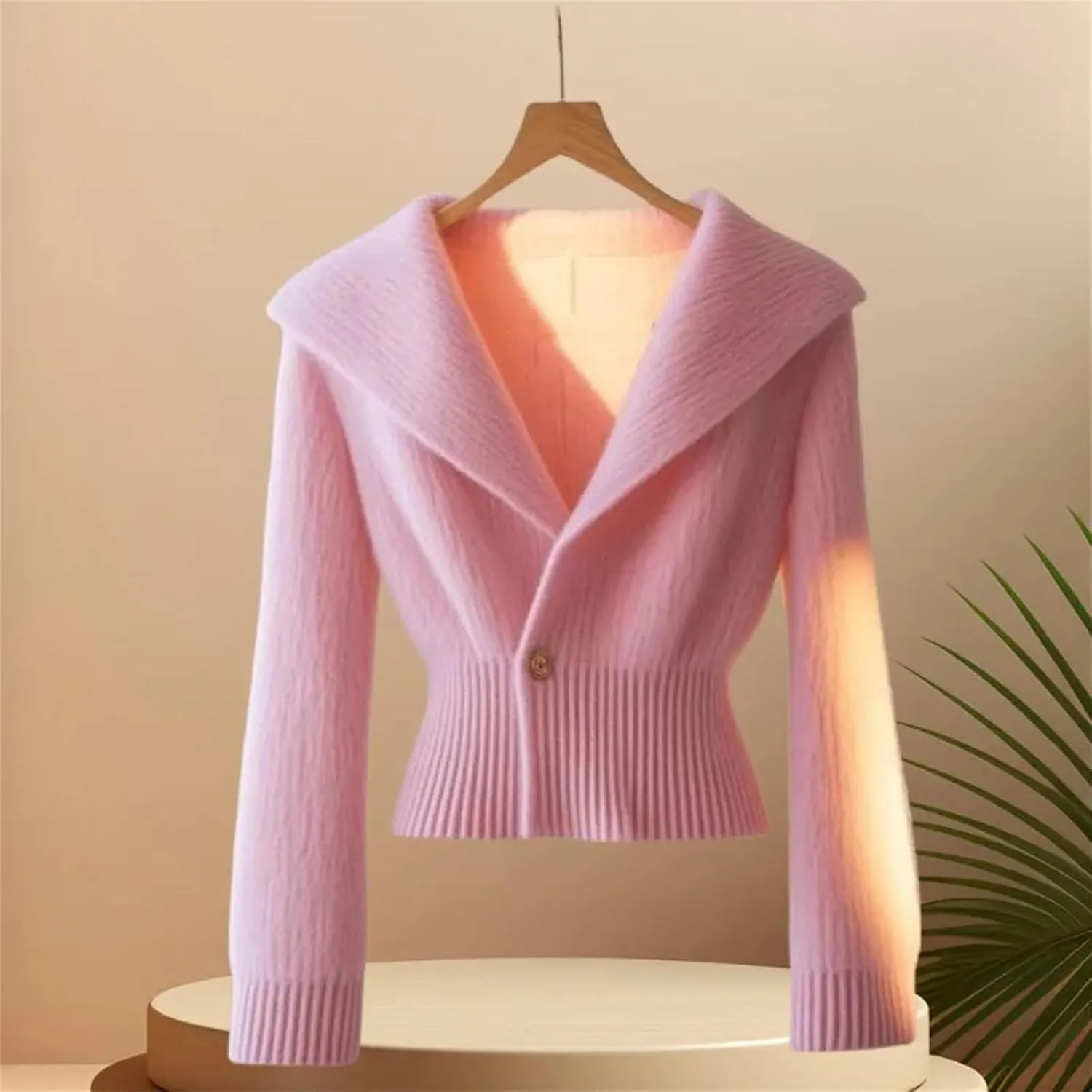 Women Long Sleeve V-Neck Slim Fit Button Knitted Cardigan Sweater