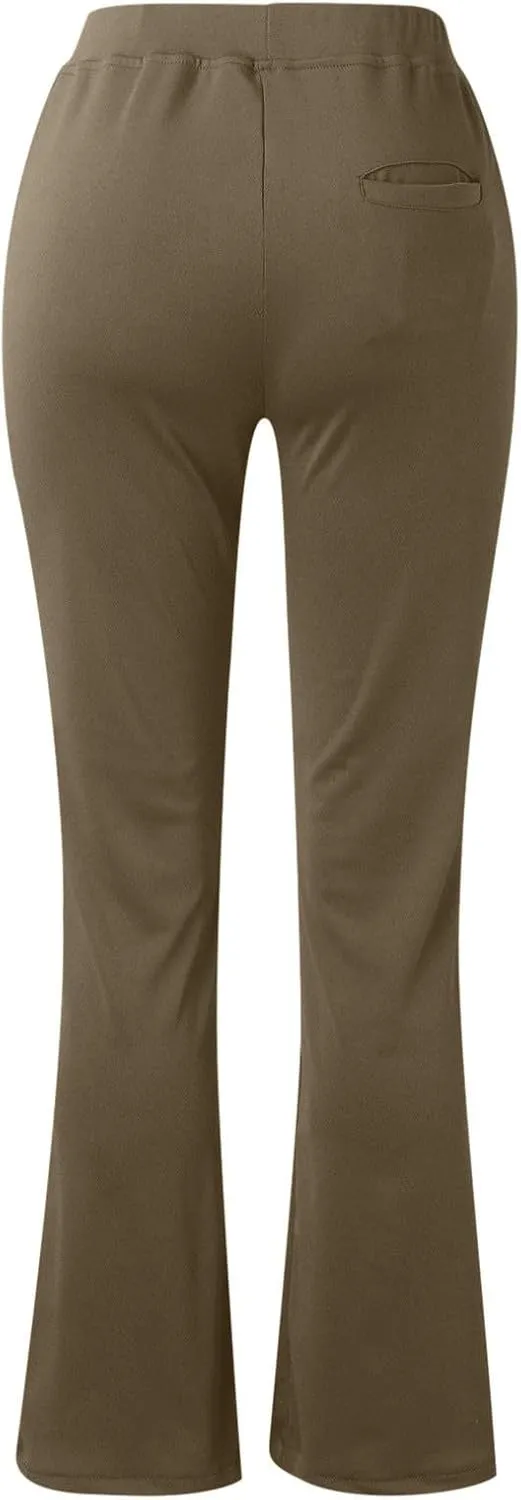 Women Office Work Dressy Pants Stretch High Waist Tummy Control Slim Fit Tight Trouser Trendy Solid Flowy Casual Pant