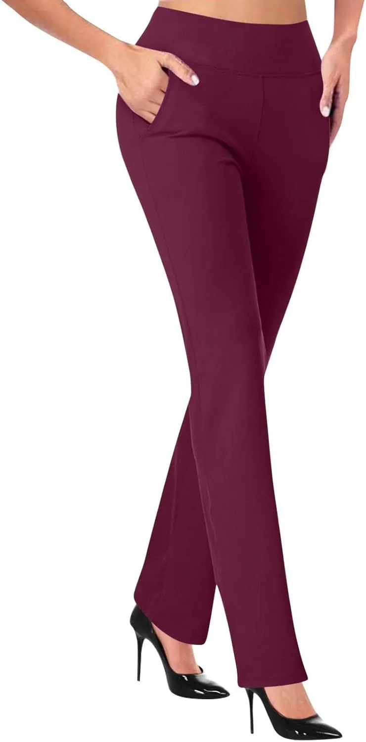Women Office Work Dressy Pants Stretch High Waist Tummy Control Slim Fit Tight Trouser Trendy Solid Flowy Casual Pant