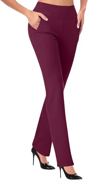 Women Office Work Dressy Pants Stretch High Waist Tummy Control Slim Fit Tight Trouser Trendy Solid Flowy Casual Pant