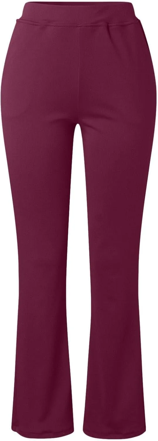 Women Office Work Dressy Pants Stretch High Waist Tummy Control Slim Fit Tight Trouser Trendy Solid Flowy Casual Pant