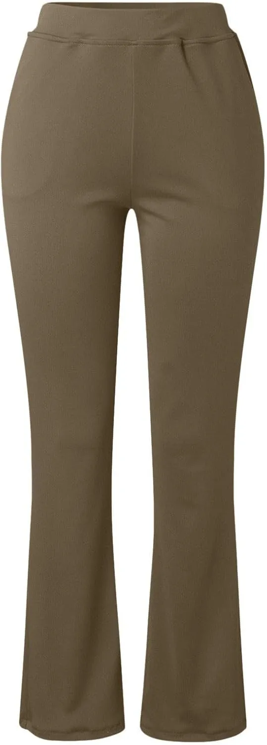 Women Office Work Dressy Pants Stretch High Waist Tummy Control Slim Fit Tight Trouser Trendy Solid Flowy Casual Pant