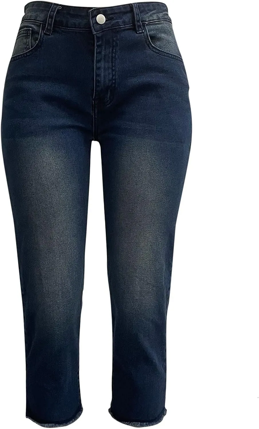 Women Slim Fit Cropped Jeans Trendy 3/4 Length Small Leg Denim Pant Daily Office Work Regular Gradient Casual Trouser