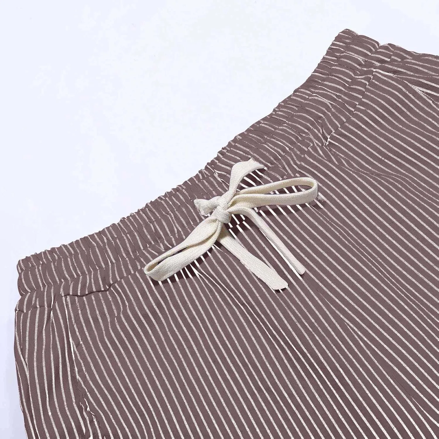 Women Summer Lightweight Linen Shorts Trendy Stripe Casual Beach Palazzo Trouser Quick-Dry Vacation Active Sport Pant