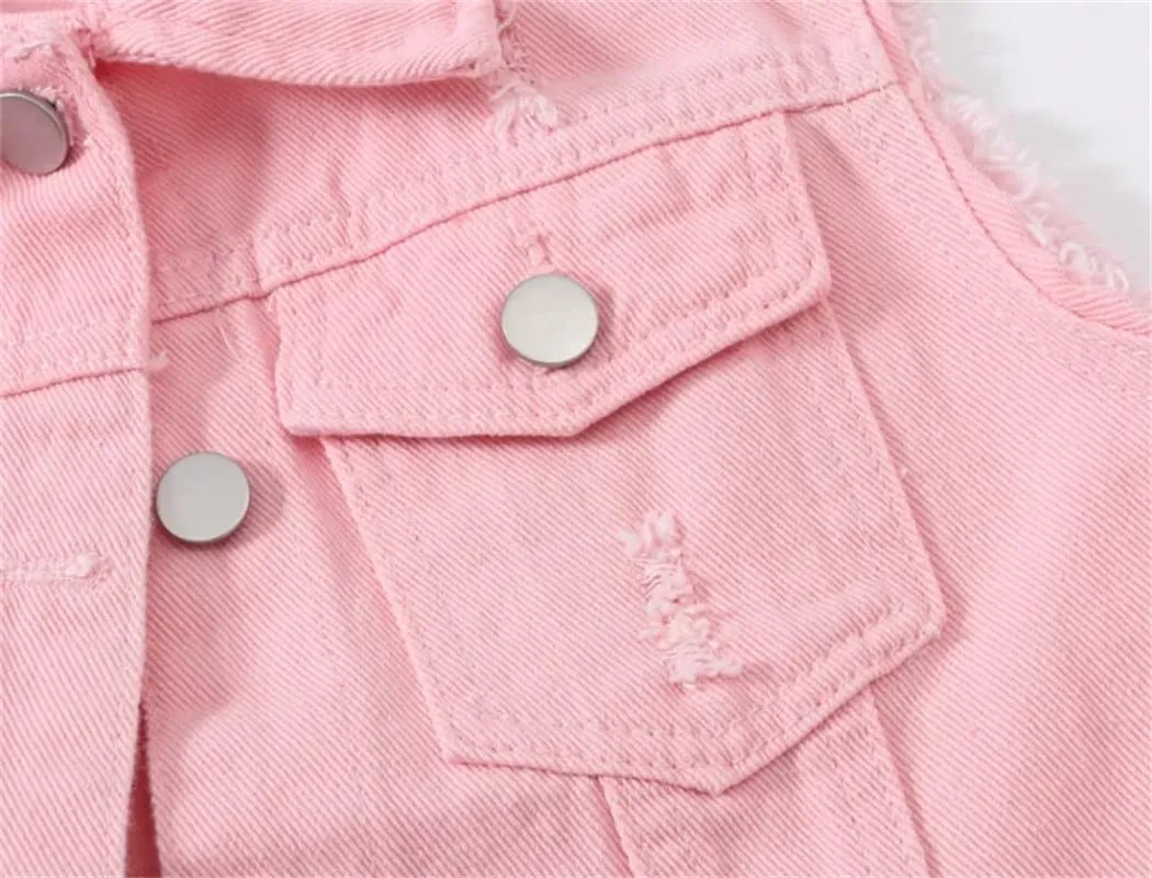 Women Turn-Down Collar Denim Vest Jacket Spring Autumn Streetwear Casual Sleeveless Coats