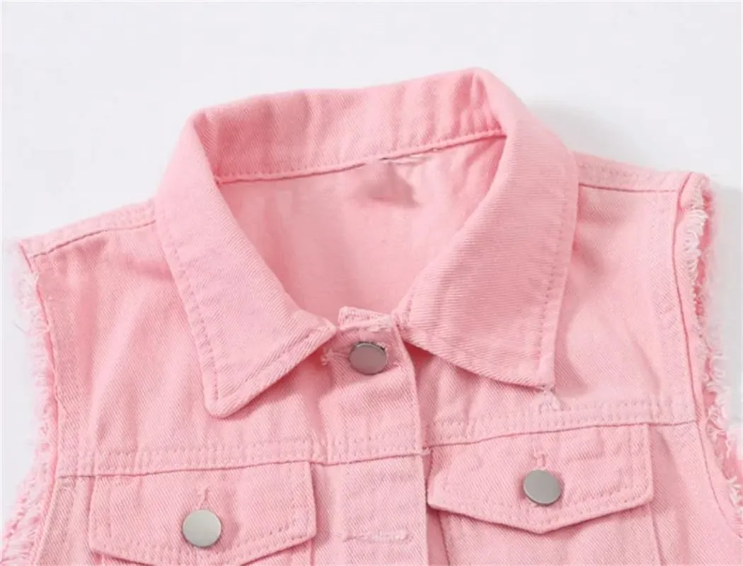 Women Turn-Down Collar Denim Vest Jacket Spring Autumn Streetwear Casual Sleeveless Coats