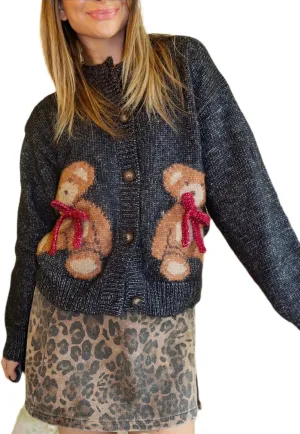 Women Ugly Christmas Cardigan Sweater Sequin Nutcracker Button Down Sweater Funny Graphic Knit Top Coat