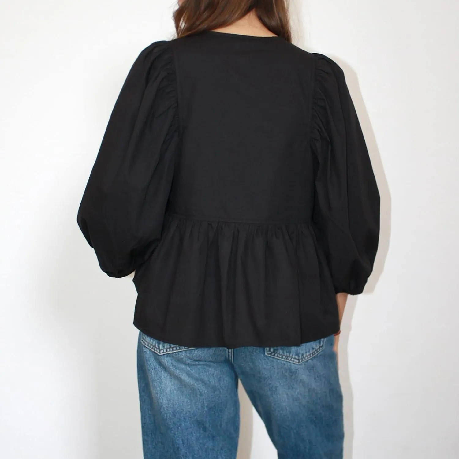 Women Y2K Tie Front Tops Puff Short Sleeve Peplum Shirts Going Out Lace up Crop Top Blouse