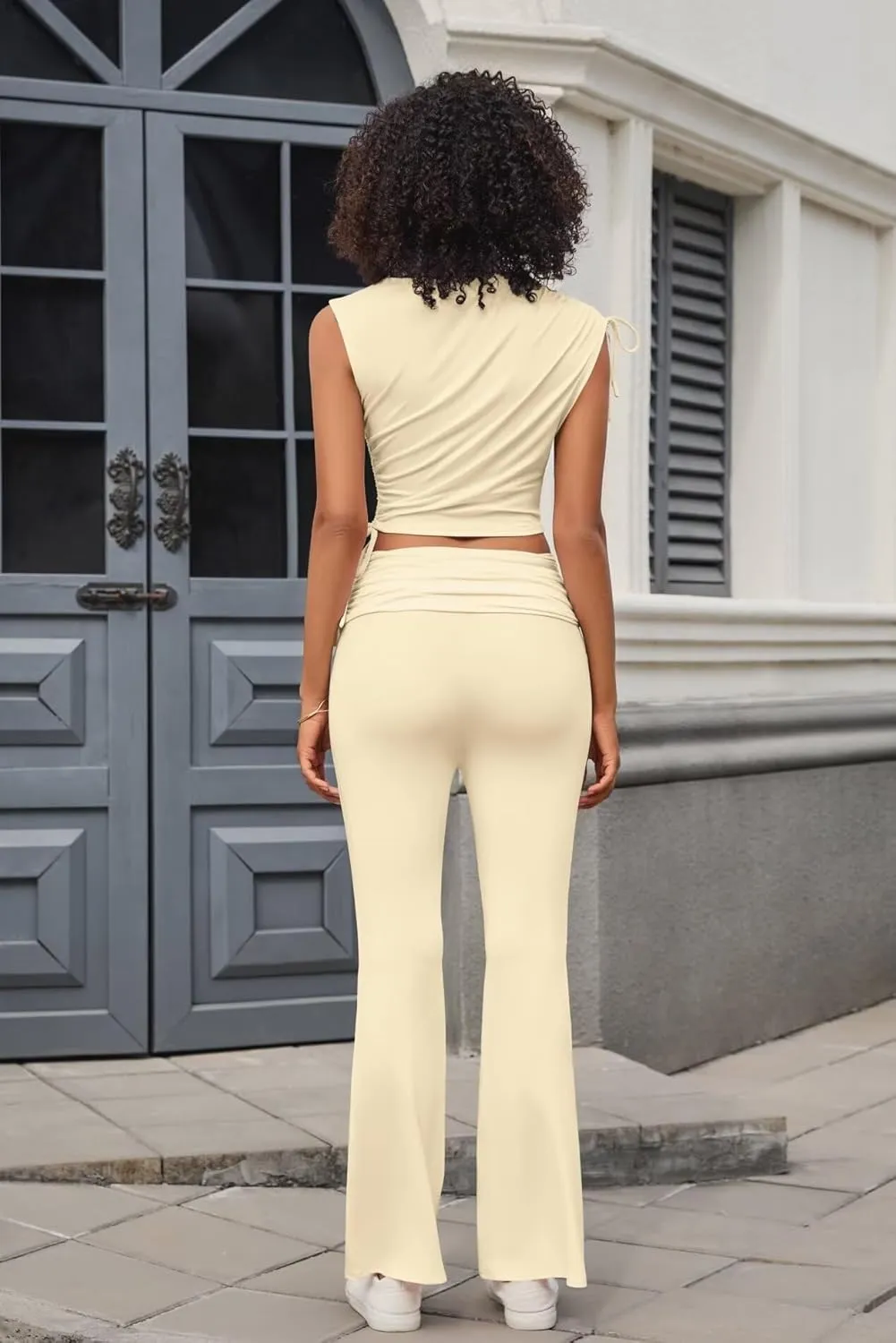 Women's 2 Piece Pant Sets for Women Sexy Sleeveless Crop Tops Loung Wear Club Outfits