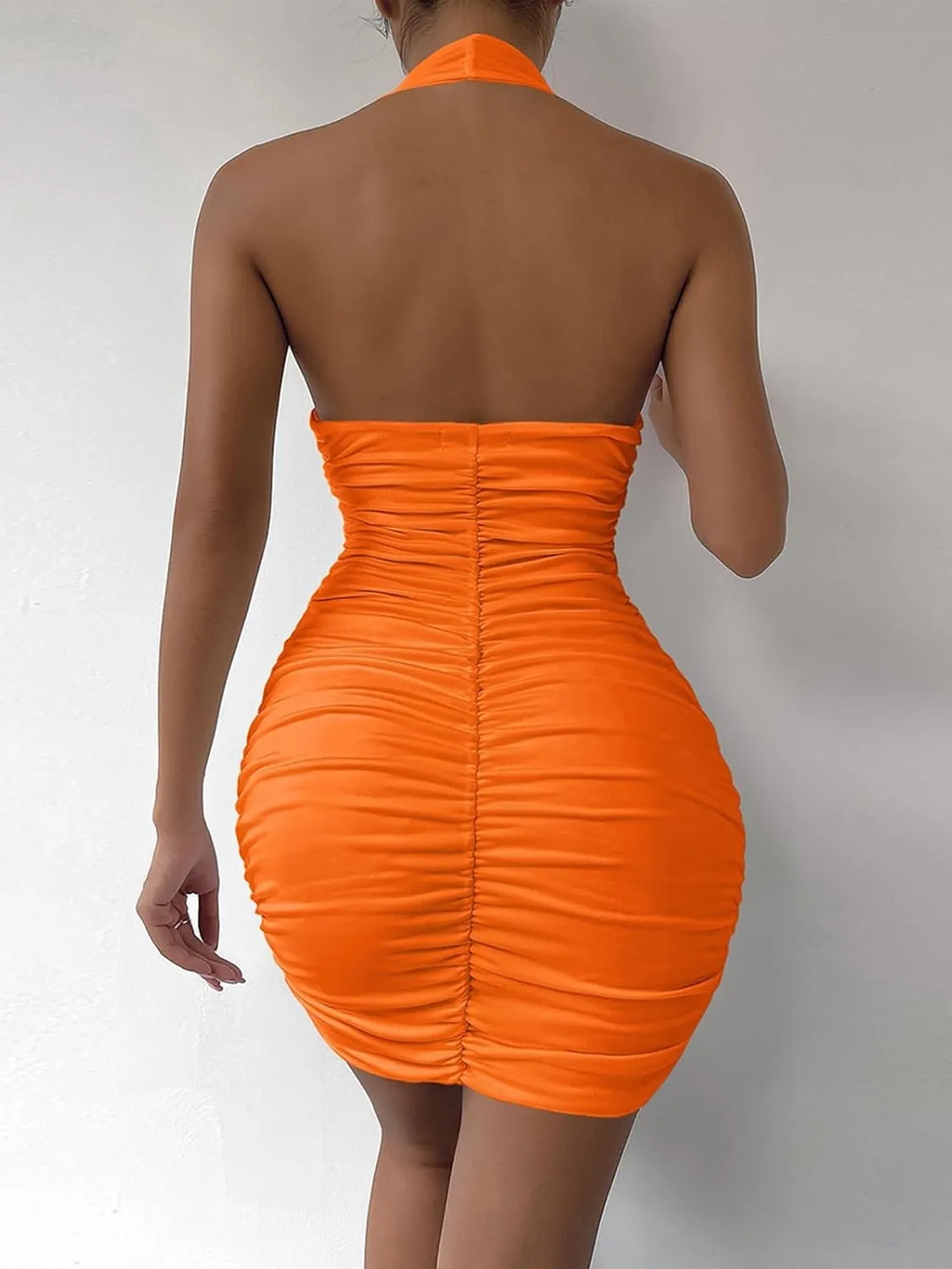 Women's 2024 Wrap V Neck Dress Sleeveless Ruched Bodycon Sexy Dress Ladies Party Cocktail Club Fashion Dress