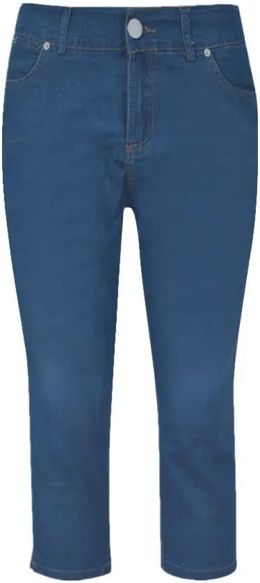 Womens 3/4 Length Casual Jeans Trendy Stretch Zipper Button High Waiste Calf Denim Pant Gradient Tight Casual Trouser