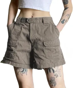 Women's Acubi Emo High Waisted Jean Shorts Aesthetic Pocket Cargo Denim Shorts Vintage Alt Button Up Comfy Shorts