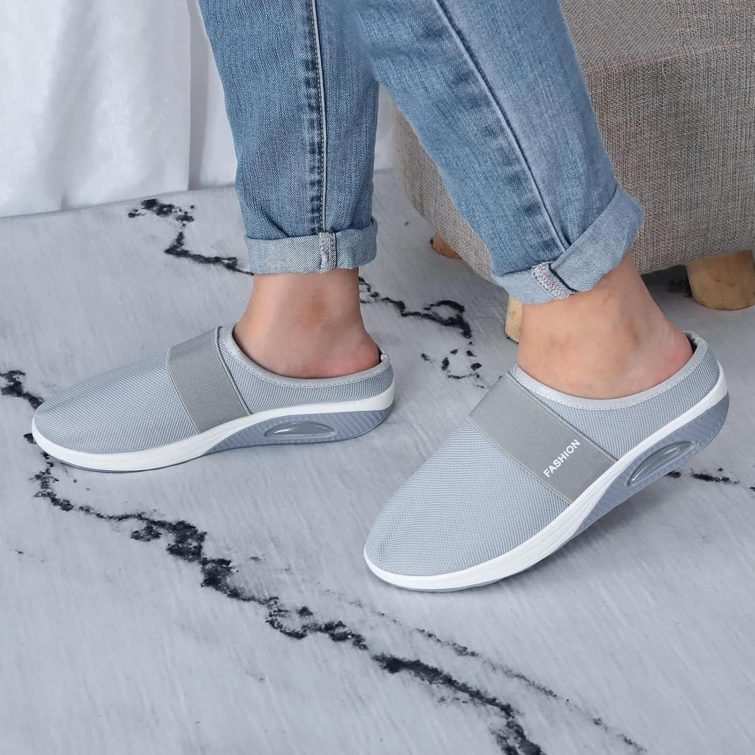 Women's Backless Slip on Mesh Sneakers Shoes Mens Running Shoes Walking Women's Casual Shoes Black Platform Sneaker Tennis Shoe Loafers Casual Slip On