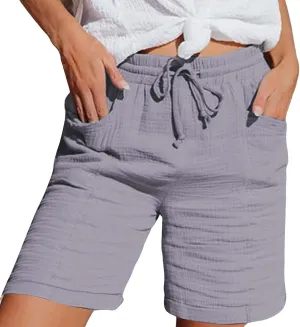 Womens Casaul Drawstring Linen Shorts Summer Hawaiian Beach Athletic Bermuda Sweatpant Elastic Waist Y2K Casual Short