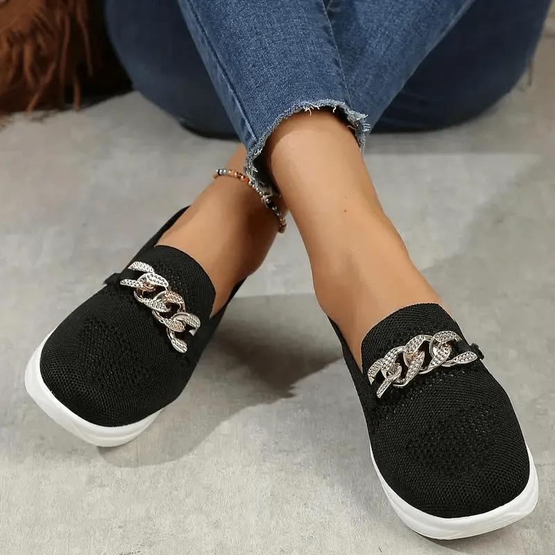 Women's Casual Slip-On Sneakers with Chain Detail