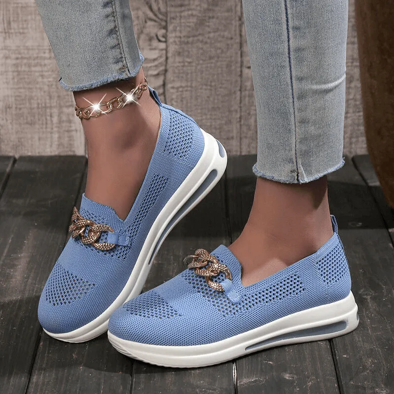 Women's Casual Slip-On Sneakers with Chain Detail