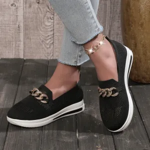 Women's Casual Slip-On Sneakers with Chain Detail