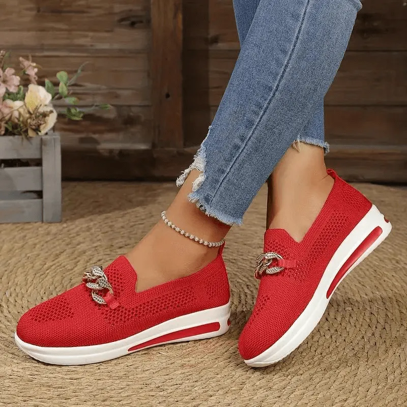 Women's Casual Slip-On Sneakers with Chain Detail