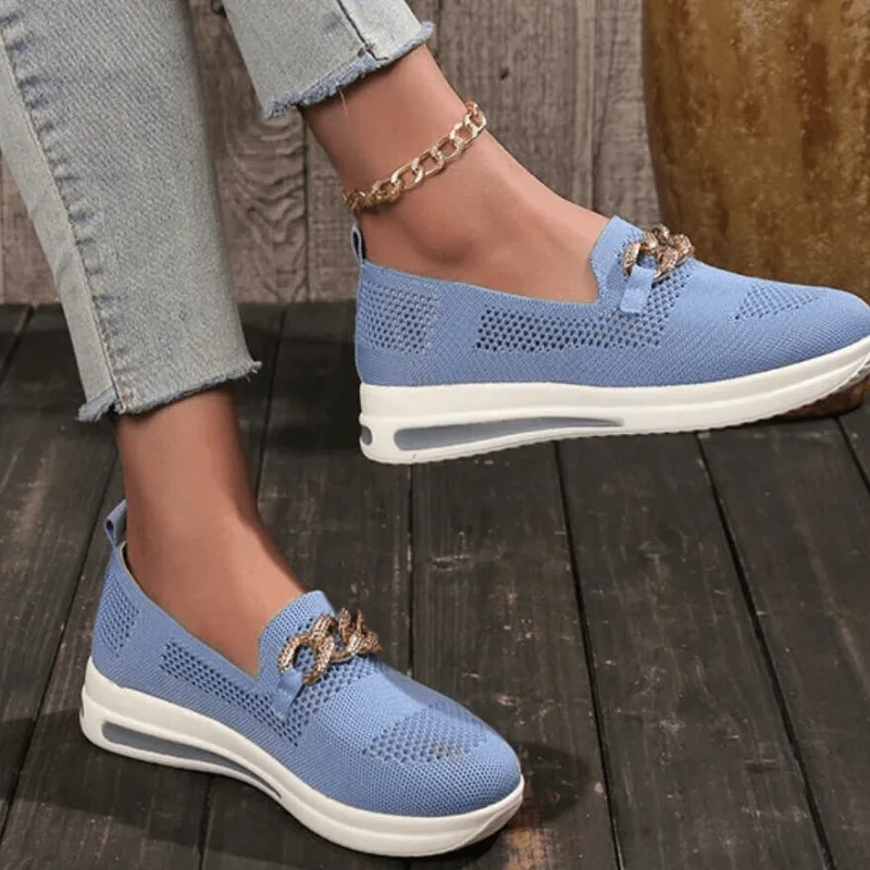 Women's Casual Slip-On Sneakers with Chain Detail