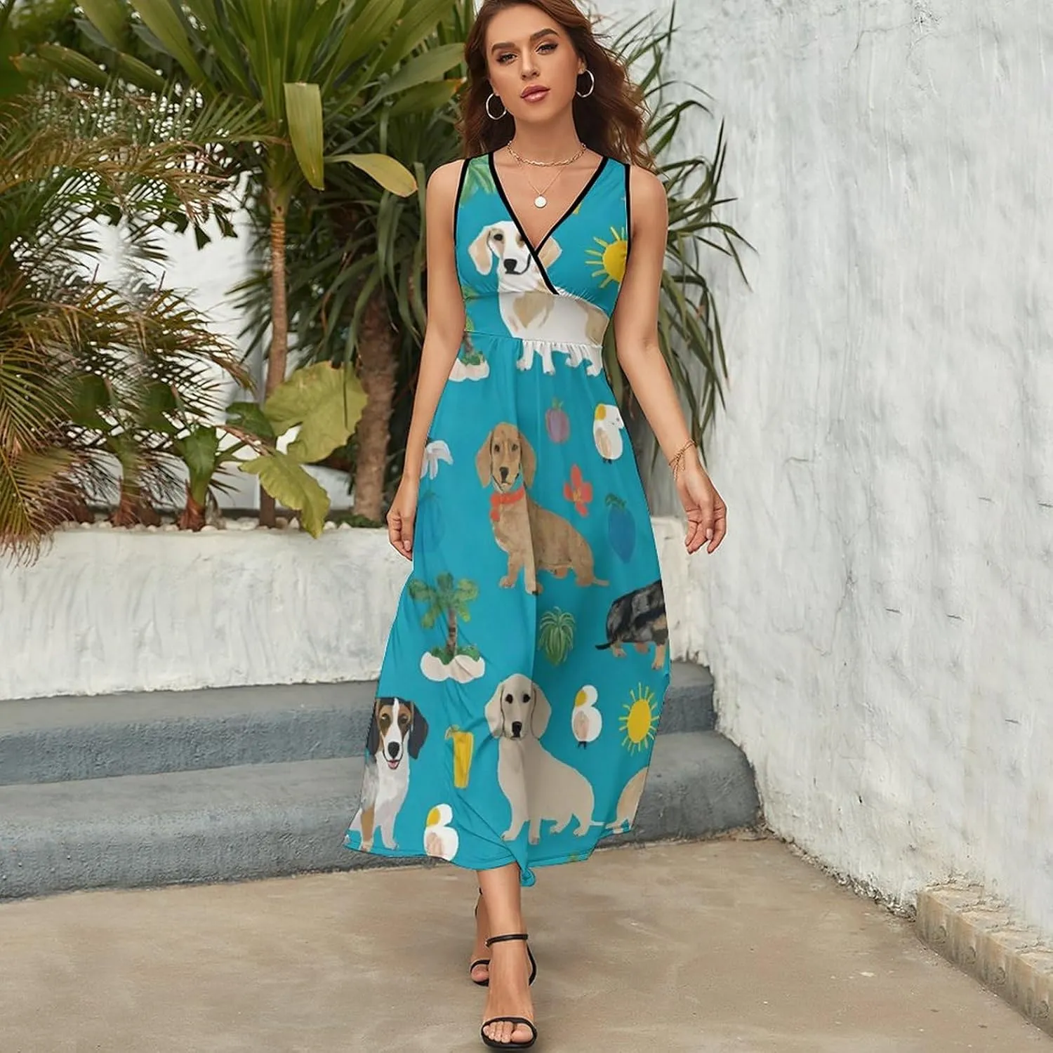 Women's Casual Swing Midi Sun Dress for Party Beach Date