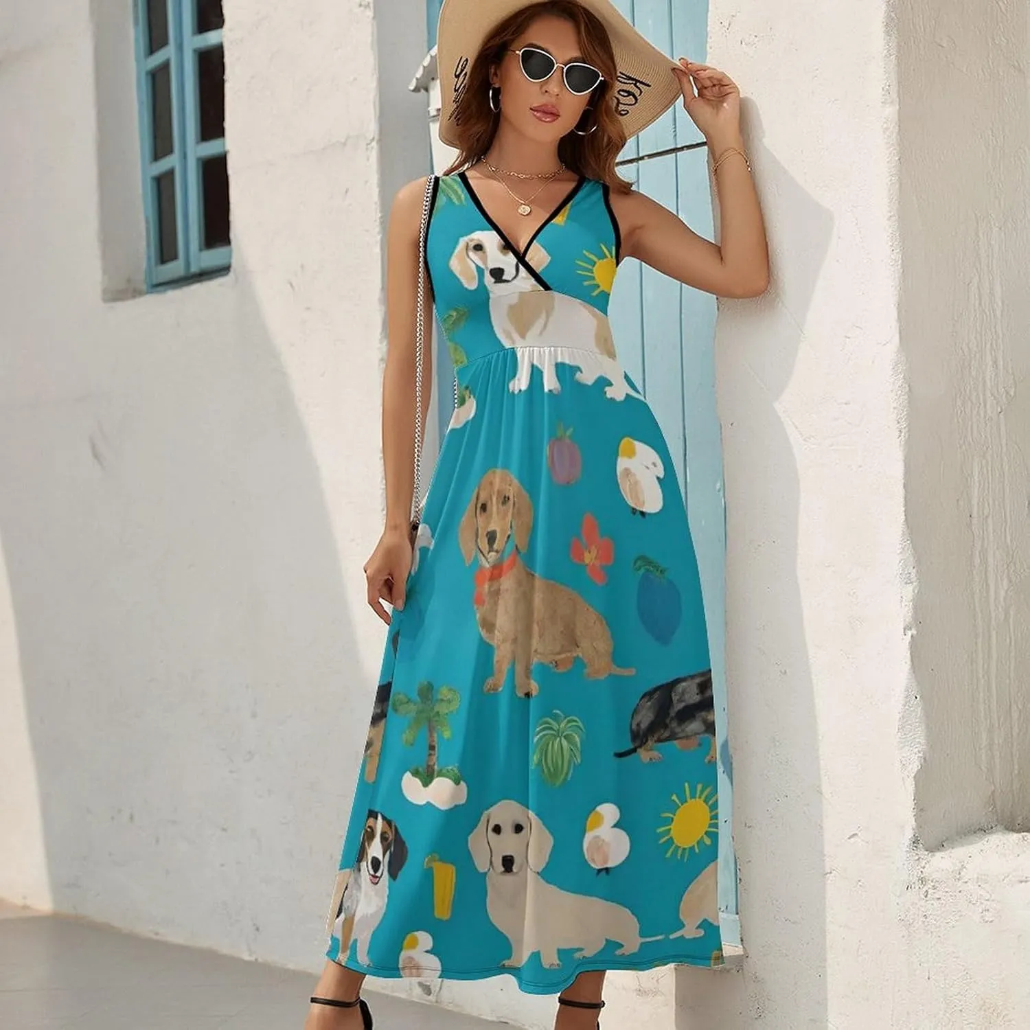Women's Casual Swing Midi Sun Dress for Party Beach Date