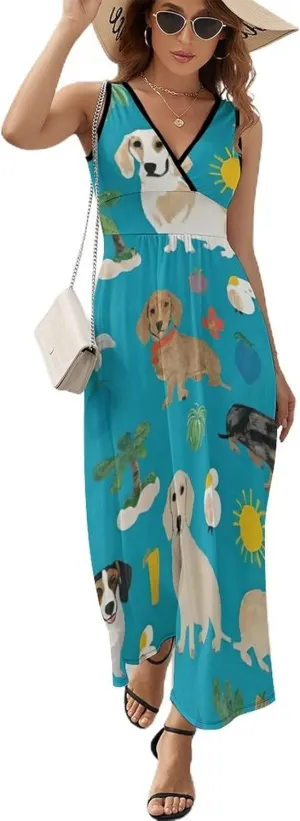 Women's Casual Swing Midi Sun Dress for Party Beach Date