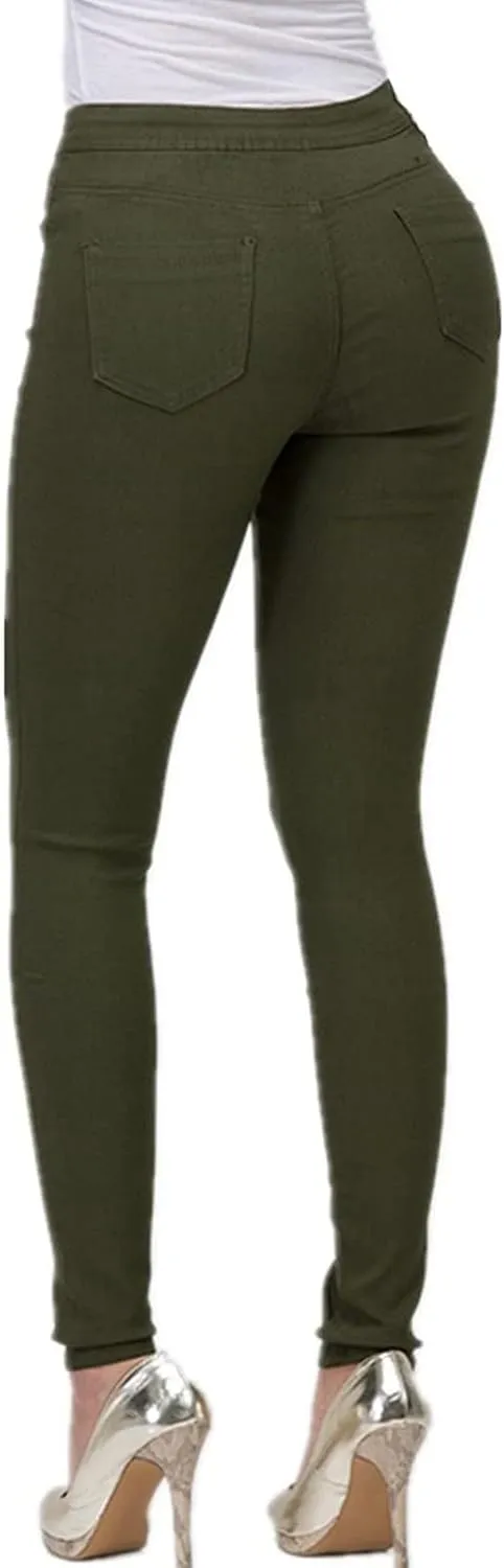 Womens Casual Tight Jeans Trendy Skinny High Waisted Slim Small Feet Denim Pants Work Office Business Lounge Trousers