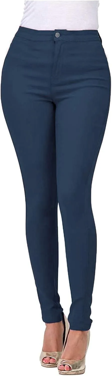 Womens Casual Tight Jeans Trendy Skinny High Waisted Slim Small Feet Denim Pants Work Office Business Lounge Trousers