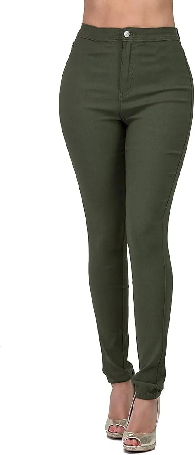 Womens Casual Tight Jeans Trendy Skinny High Waisted Slim Small Feet Denim Pants Work Office Business Lounge Trousers