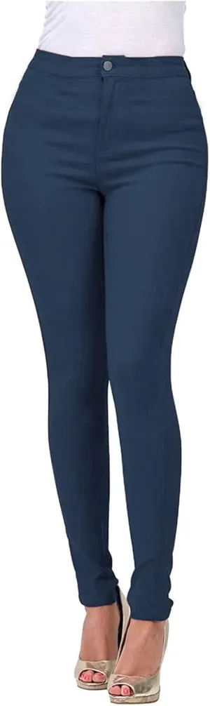Womens Casual Tight Jeans Trendy Skinny High Waisted Slim Small Feet Denim Pants Work Office Business Lounge Trousers