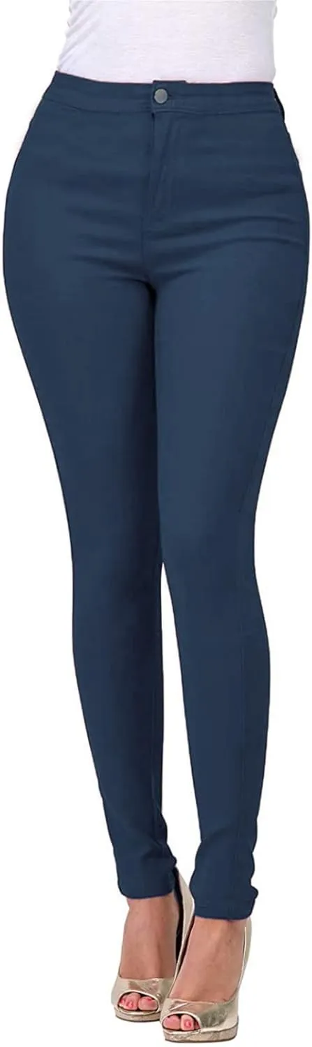 Womens Casual Tight Jeans Trendy Skinny High Waisted Slim Small Feet Denim Pants Work Office Business Lounge Trousers