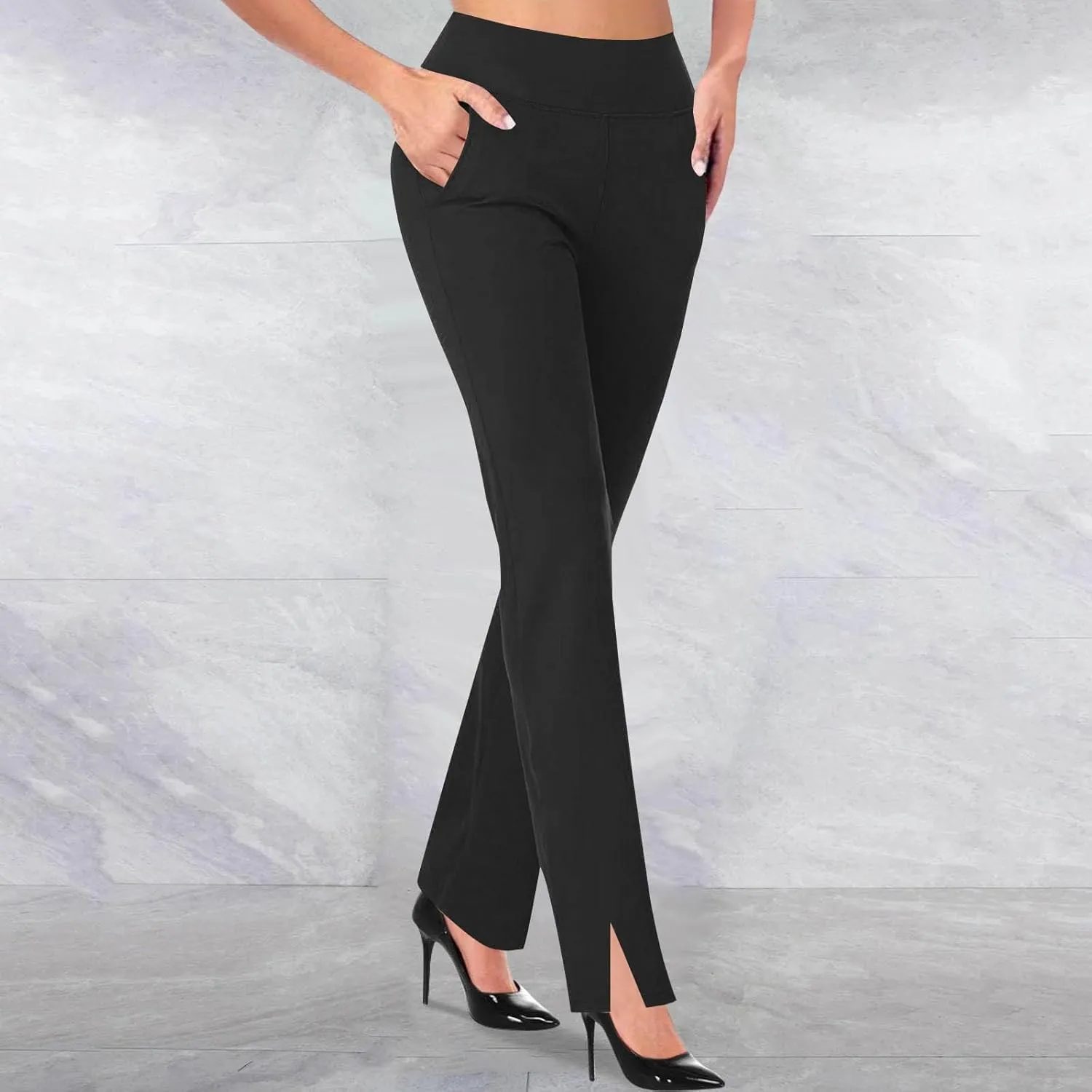 Women's Comfortable Stretch Pants High-Waisted Tummy Control Slim-Fit Trousers Gym Fitness Park Workouts Casual Pants