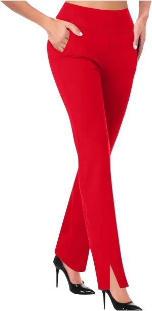Women's Comfortable Stretch Pants High-Waisted Tummy Control Slim-Fit Trousers Gym Fitness Park Workouts Casual Pants