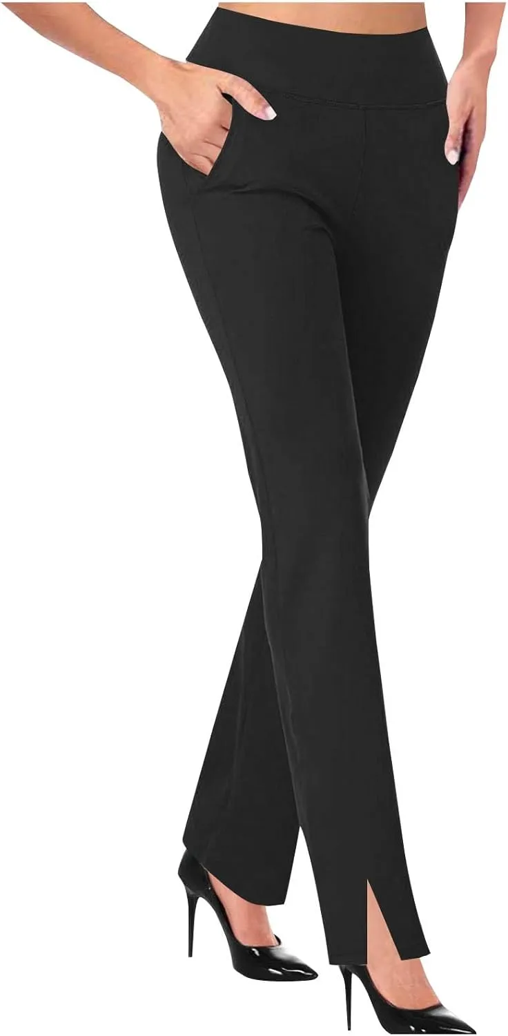 Women's Comfortable Stretch Pants High-Waisted Tummy Control Slim-Fit Trousers Gym Fitness Park Workouts Casual Pants