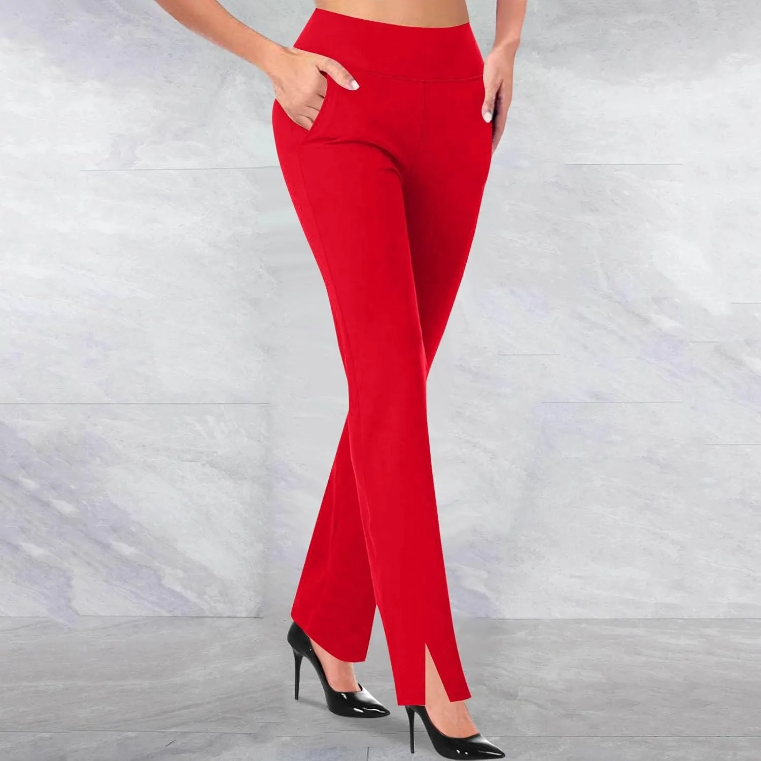 Women's Comfortable Stretch Pants High-Waisted Tummy Control Slim-Fit Trousers Gym Fitness Park Workouts Casual Pants
