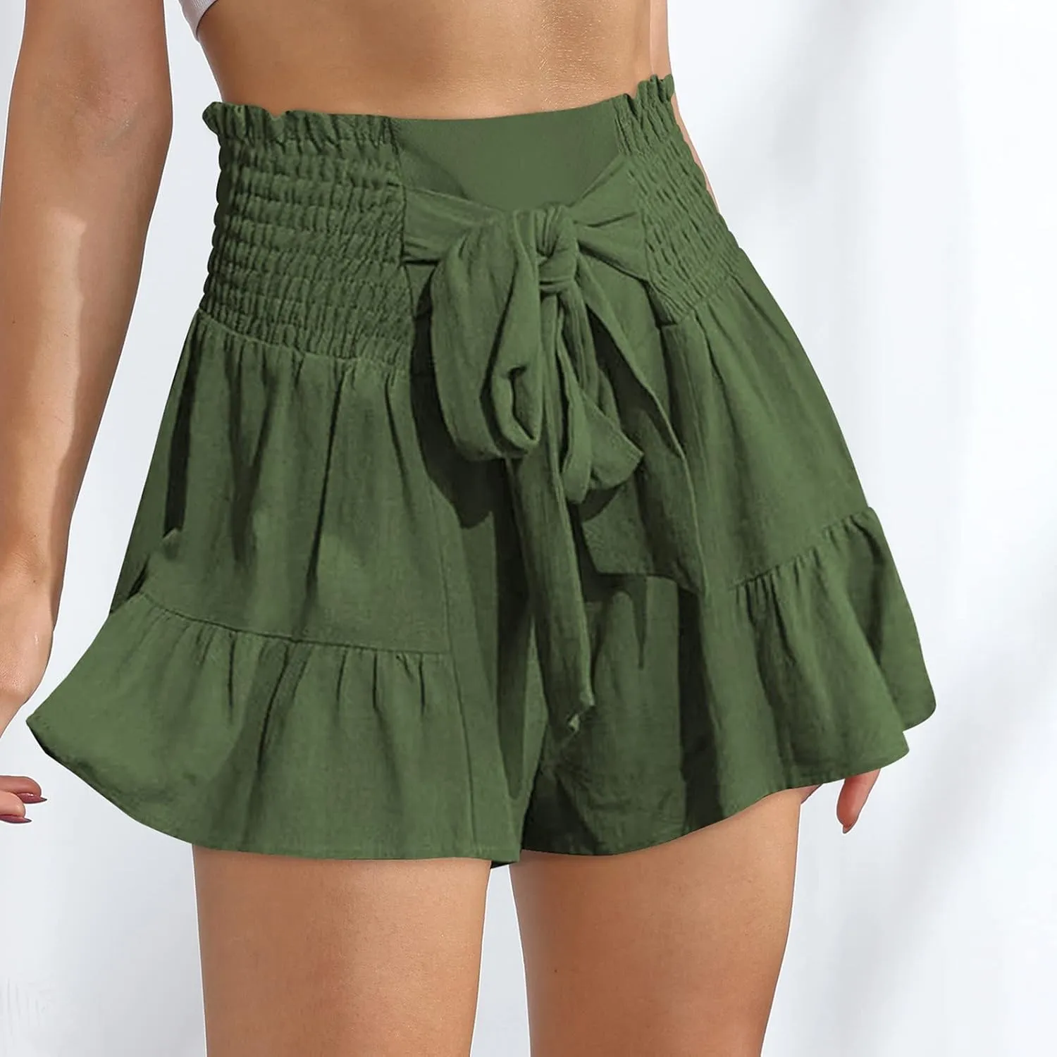 Women's Cute Skirts Ruffle Flowy Mini Skirts Comfy High Waist Flared Casual Beach Short Skirts Trendy Pleated Skirts