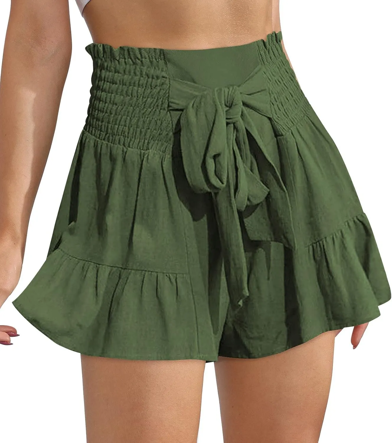 Women's Cute Skirts Ruffle Flowy Mini Skirts Comfy High Waist Flared Casual Beach Short Skirts Trendy Pleated Skirts