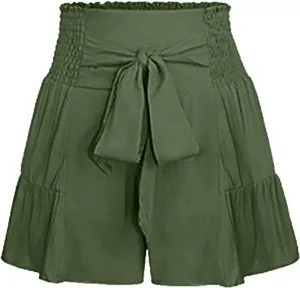 Women's Cute Skirts Ruffle Flowy Mini Skirts Comfy High Waist Flared Casual Beach Short Skirts Trendy Pleated Skirts
