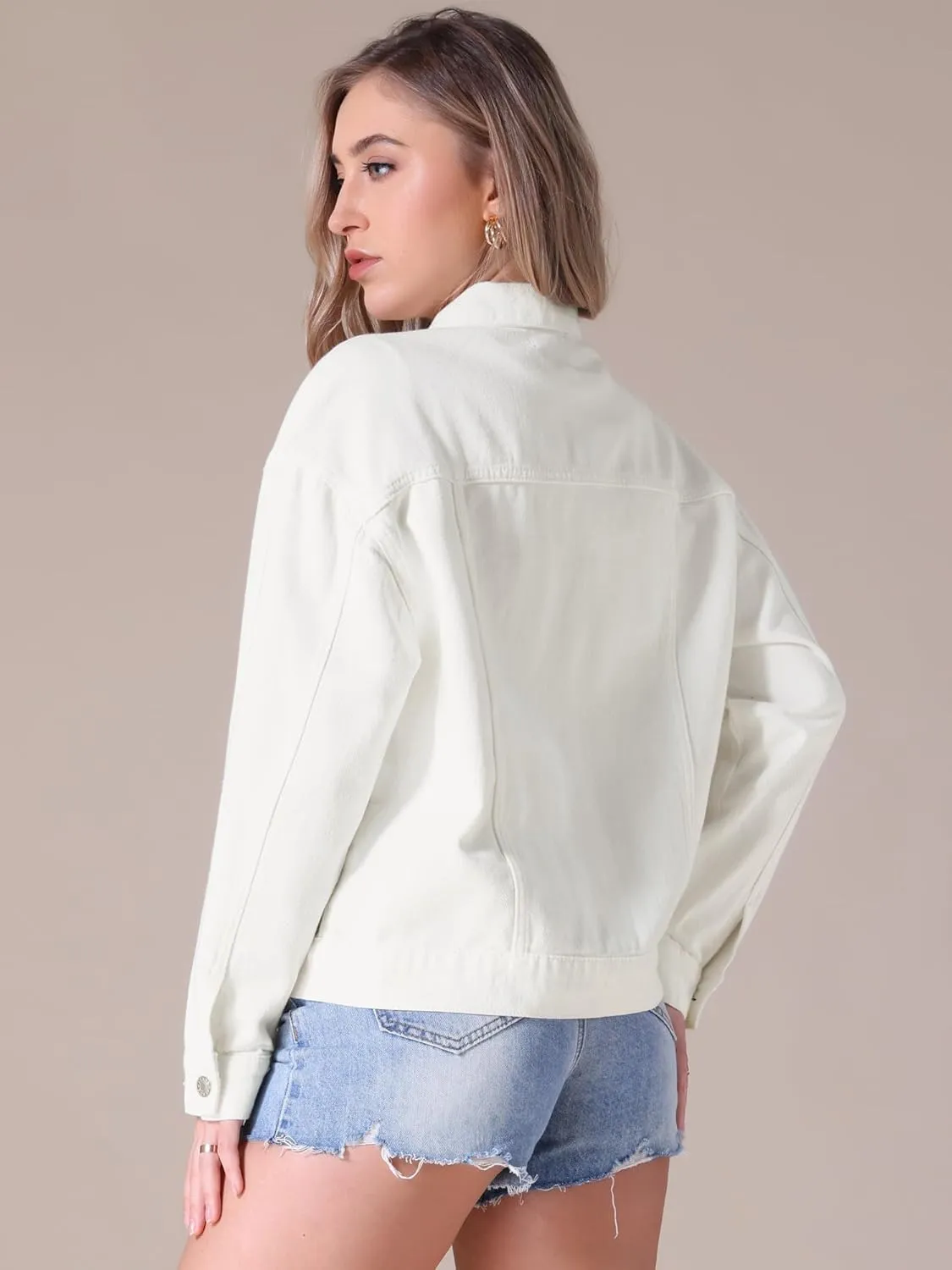 Women's Denim Jacket Button Down Cargo Pockets Casual Denim Shacket Western Outfits 2025 Jean Jackets