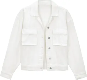 Women's Denim Jacket Button Down Cargo Pockets Casual Denim Shacket Western Outfits 2025 Jean Jackets