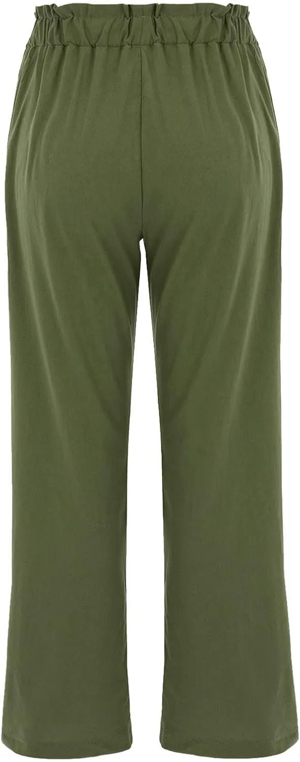 Womens High Waisted Button-Front Casual Pants Various Occasion Stylish Trousers Office Dress Ankle-Length Casual Pant