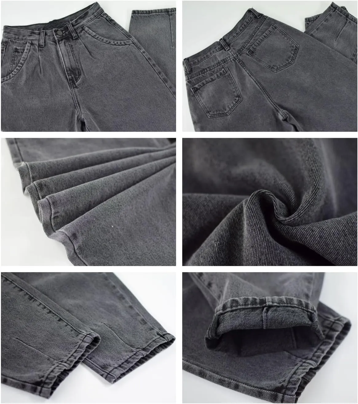 Women's High Waisted Jeans Baggy Metallic Glitter Straight Leg Ripped Denim Pants