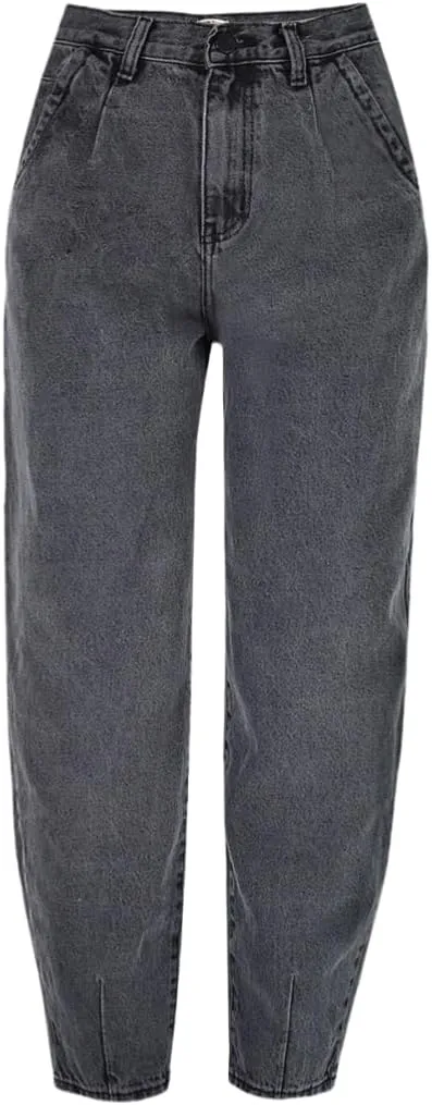 Women's High Waisted Jeans Baggy Metallic Glitter Straight Leg Ripped Denim Pants